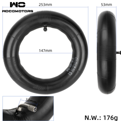 90/65-6.5 90˚ inner tube for Escooter tires wocomotors